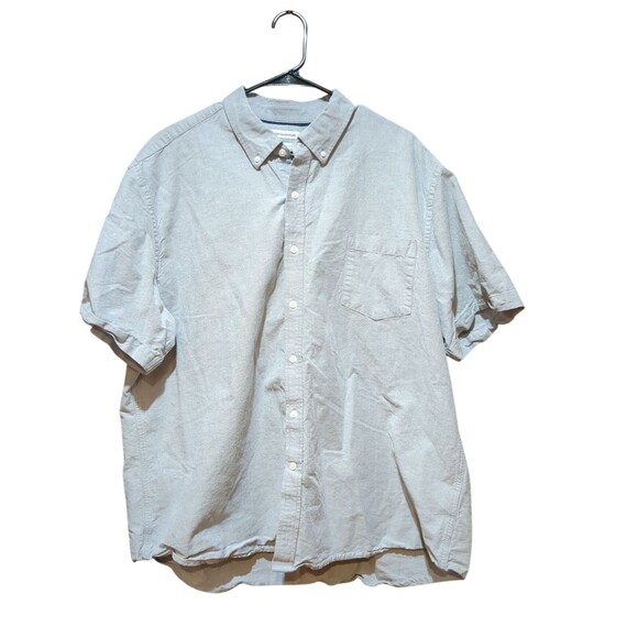 Amazon Essentials Mens Shirt XXL Light Grey Short Sleeve Button Up Regular fit - Picture 1 of 8